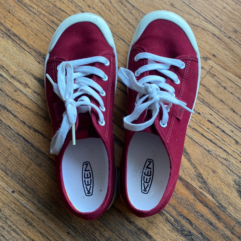 Keen red canvas shoes size 10